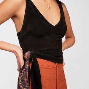 Free People Black Tank Top with Paisley Accent